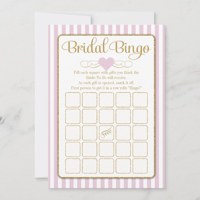 Bridal Bingo Pink Gold Vrijgezellenfeest Kaarten (Voorkant)