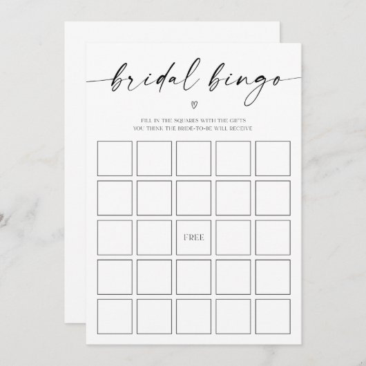 Bridal Bingo Vrijgezellenfeest Programmakaart (Voorkant / Achterkant)
