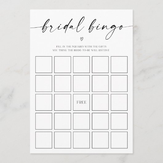 Bridal Bingo Vrijgezellenfeest Programmakaart (Voorkant)