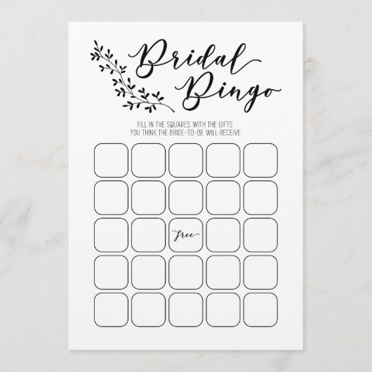 Bridal Bingo Vrijgezellenfeest Programmakaart (Voorkant)