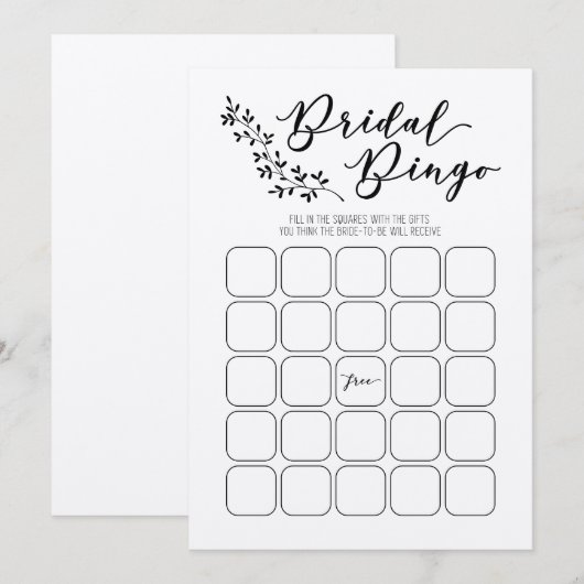 Bridal Bingo Vrijgezellenfeest Programmakaart (Voorkant / Achterkant)