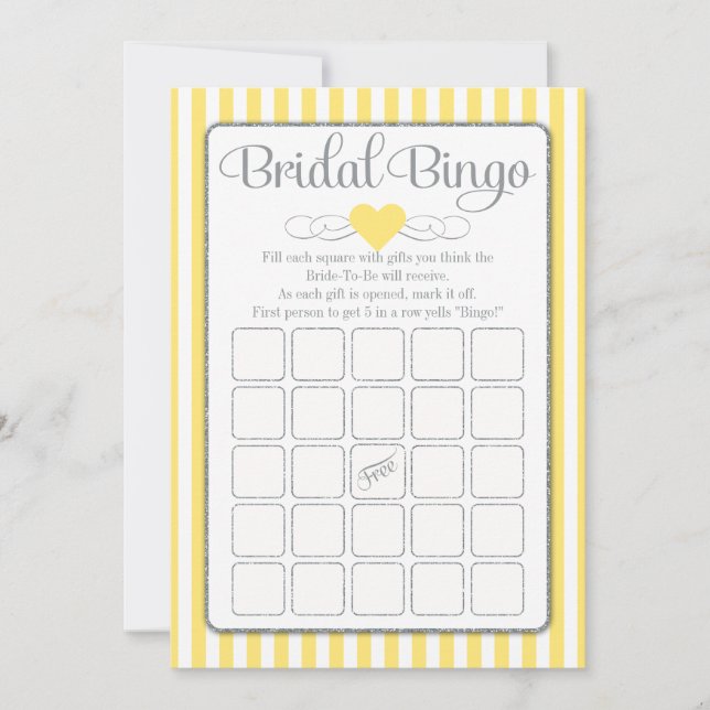 Bridal Bingo Yellow Grey Vrijgezellenfeest Game (Voorkant)