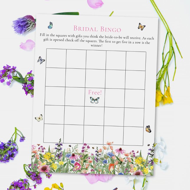 Bridal Bingo | Zomer wilde bloemen en vlinders (Creator heeft geüpload)