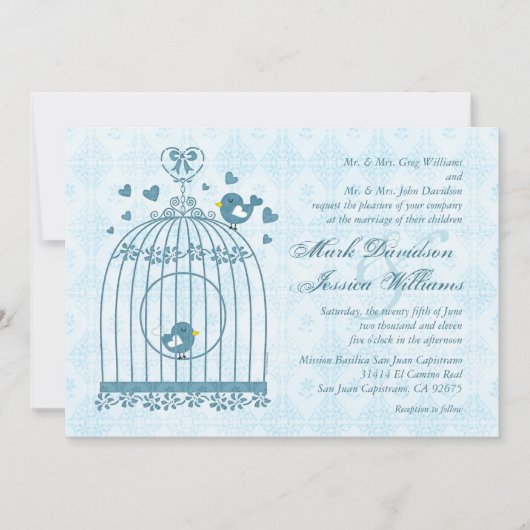Bridal Bird Cage Wedding Kaart (Voorkant)