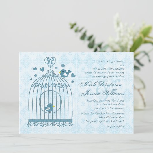 Bridal Bird Cage Wedding Kaart (Staand voorkant)
