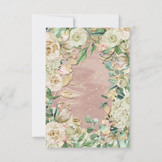Bridal Birthday Flower Gold Mint Roos Marble Lijst Kaart (Achterkant)