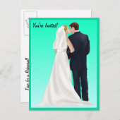 BRIDAL BLISS - Turquoise Uitnodiging Briefkaart (Voorkant / Achterkant)