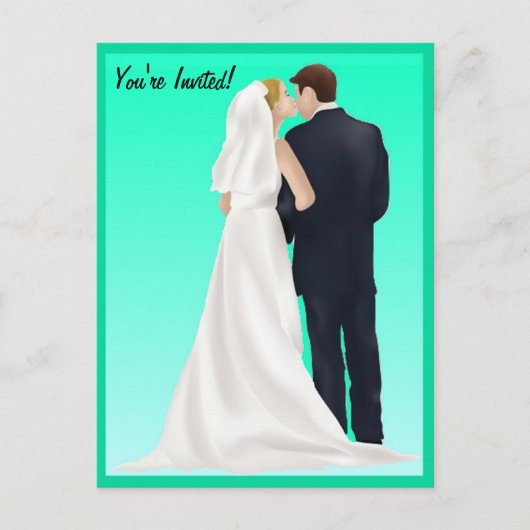 BRIDAL BLISS - Turquoise Uitnodiging Briefkaart (Voorkant)