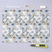 Bridal Blue en White Waterverf Rozen Tissuepapier (Craft)