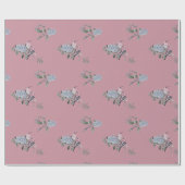 Bridal Blue Hydrangeas en vogels op roze Cadeaupapier (Vlak)