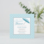Bridal Blue Umbrella Shower Kaart (Staand voorkant)