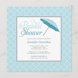 Bridal Blue Umbrella Shower Kaart