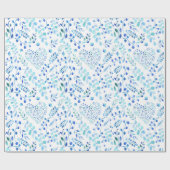 Bridal Blue Waterverf Leaves en Heart Shapes Cadeaupapier (Vlak)