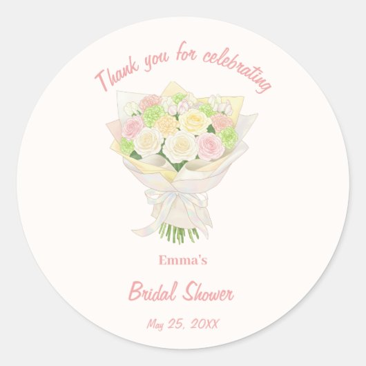 bridal bouquet bouquet of flowers pastel Asian Ronde Sticker (Voorkant)