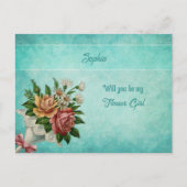 Bridal Bouquet gepersonaliseerd Bloemenmeisje Aankondigingskaart (Voorkant)