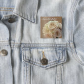 Bridal bouquet in gebroken wit vierkante button 5,1 cm (In situ)