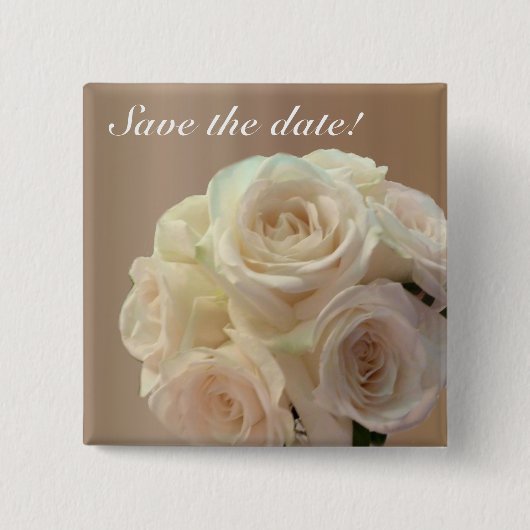 Bridal bouquet in gebroken wit vierkante button 5,1 cm (Voorkant)