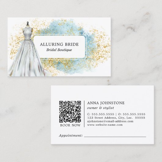 Bridal Boutique Blue Gold QR-code | benoeming Visitekaartje (Voorkant / Achterkant)