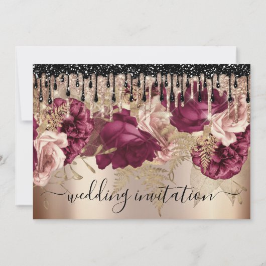Bridal bruiloft Roos Roze marsala drift Kaart (Voorkant)