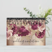 Bridal bruiloft Roos Roze marsala drift Kaart (Staand voorkant)