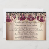 Bridal bruiloft Roos Roze marsala drift Kaart (Achterkant)