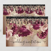 Bridal bruiloft Roos Roze marsala drift Kaart (Voorkant / Achterkant)