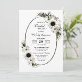 Bridal Brunch Black en White Floral Kaart (Staand voorkant)