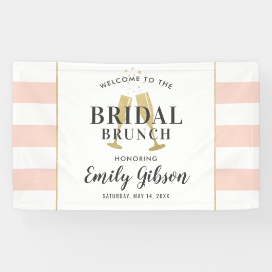 Bridal Brunch Blush Pink Champagne Toast Welkom Spandoek (Horizontaal)