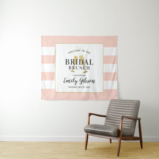 Bridal Brunch Blush Pink Champagne Toast Welkom Wandkleed (In Situ (horizontaal))