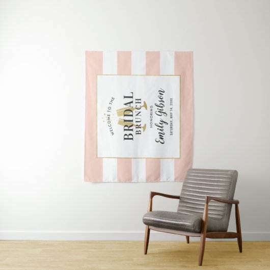 Bridal Brunch Blush Pink Champagne Toast Welkom Wandkleed (In situ)