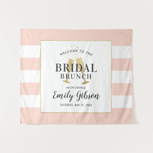 Bridal Brunch Blush Pink Champagne Toast Welkom Wandkleed (Voorkant (horizontaal))