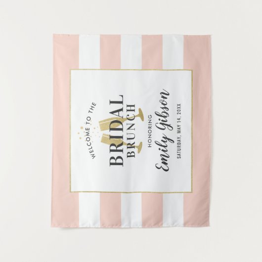 Bridal Brunch Blush Pink Champagne Toast Welkom Wandkleed (Voorkant)