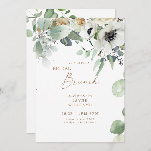 Bridal Brunch Botanical Greenery White Floral Kaart (Voorkant / Achterkant)
