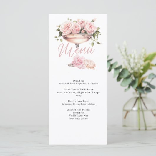 Bridal Brunch, Bridal shower, floral, elegant Menu (Staand voorkant)