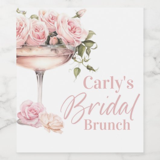 Bridal Brunch, Bridal shower, floral, elegant Wijn Etiket (Enkel label)