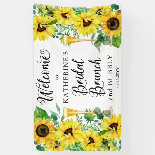 Bridal Brunch & Bubble Shower Boho Sunflower Bann Spandoek (Verticaal)