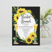 Bridal Brunch Bubble Sunflower Eucalyptus Floral Kaart (Staand voorkant)