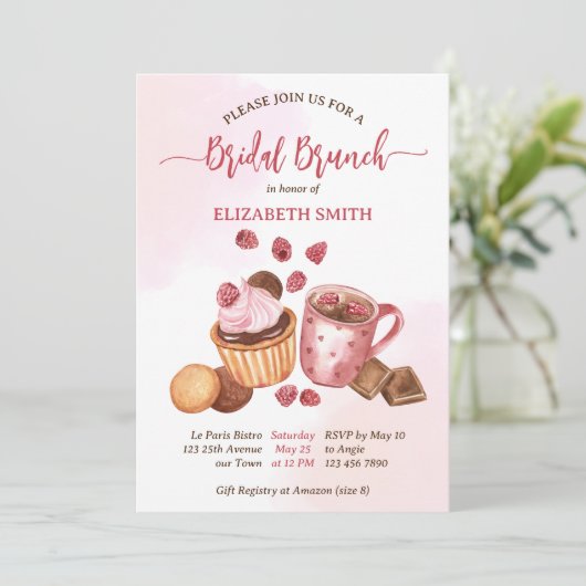 Bridal brunch chocolade koffiebessen kaart (Staand voorkant)