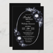 Bridal Brunch Elegant Moody Black Floral Kaart (Voorkant / Achterkant)