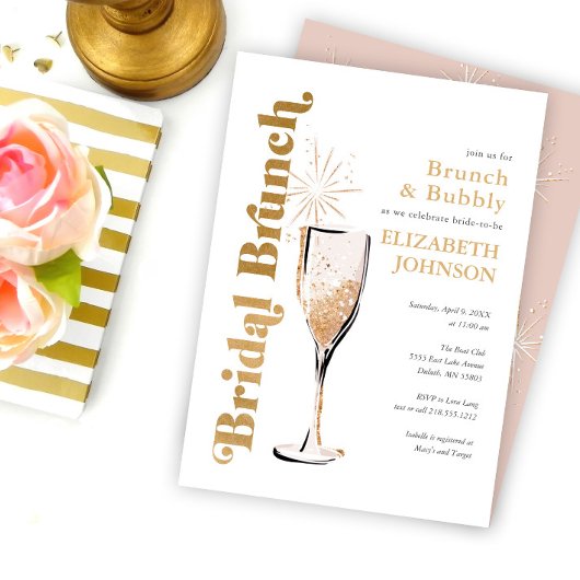 Bridal Brunch en Bubble Bridal Shower Invitation Kaart