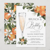Bridal Brunch en Bubble Oranje Blossom Mimosa Kaart (Voorkant / Achterkant)