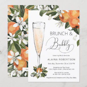 Bridal Brunch en Bubble Oranje Blossom Mimosa Kaart