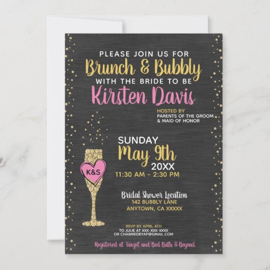 Bridal Brunch en Bubble Vrijgezellenfeest Kaart (Voorkant)