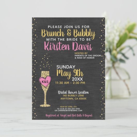Bridal Brunch en Bubble Vrijgezellenfeest Kaart (Staand voorkant)