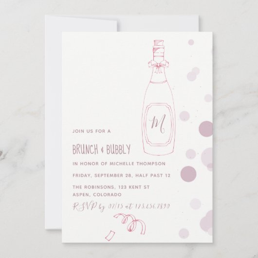 Bridal Brunch en Bubble Wedding Shower Invitation Kaart (Voorkant)