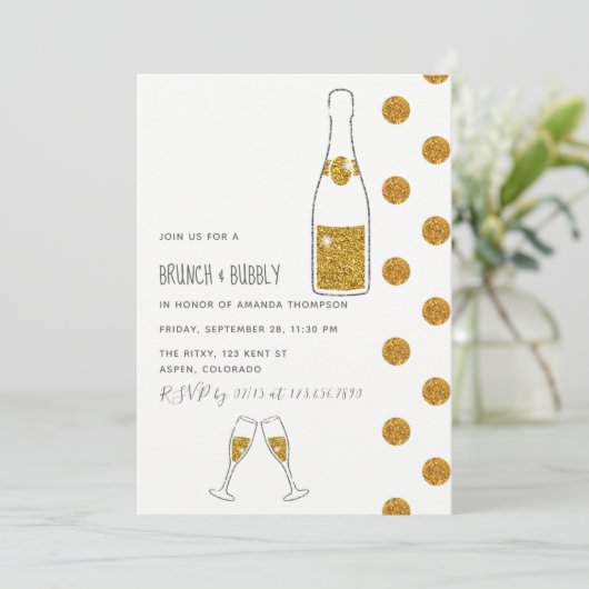 Bridal Brunch en Bubble Wedding Shower Invitation Kaart (Staand voorkant)