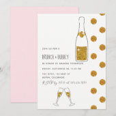 Bridal Brunch en Bubble Wedding Shower Invitation Kaart (Voorkant / Achterkant)
