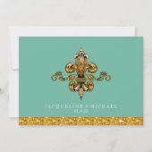 Bridal Brunch Faux Gold Blauwgroen Formal Fleur de Kaart (Voorkant)