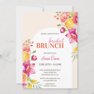 Bridal brunch Floral Citrus Bridal Shower Kaart