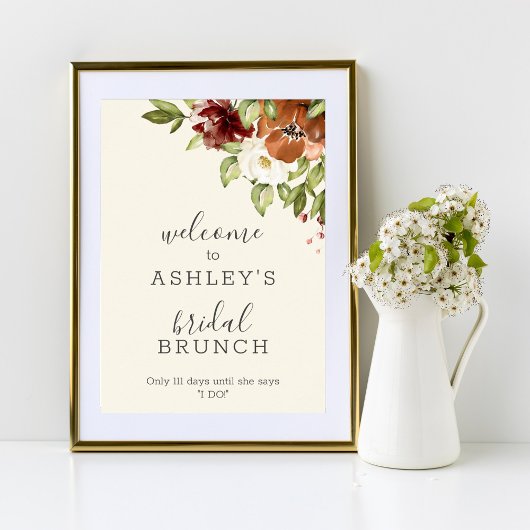 Bridal Brunch floral Rustic Welcome Sign Poster